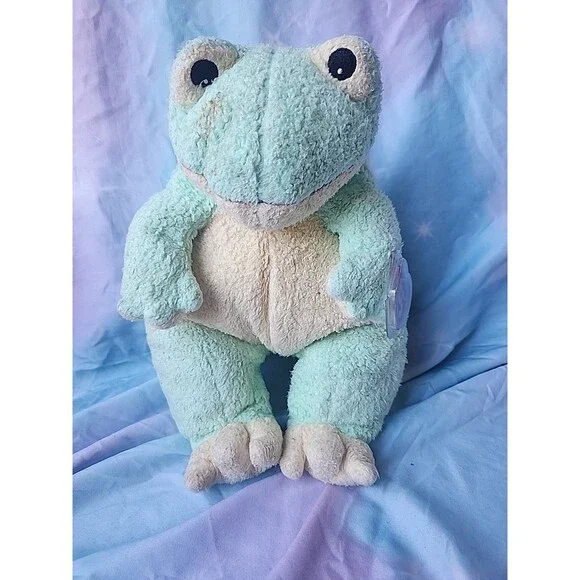VGUC-VINTAGE-12” 1999 TY Frog Rattle Plush Stuffed Pillow Pal Baby Pastel - Picture 1 of 7